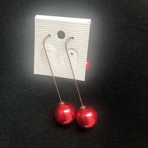 Red Drop globe earrings